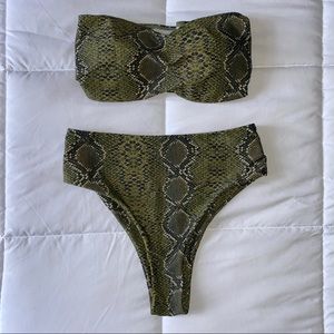 Snake Print Bandeau Bikini Set